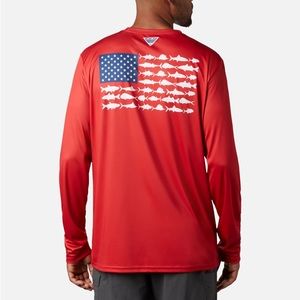 Columbia PFG Men's Terminal Tackle Fish Flag Long Sleeve Shirt Omni-Shade m